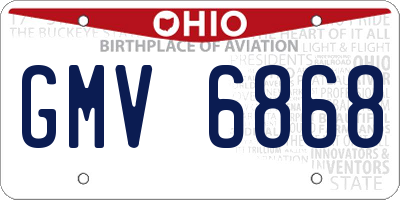OH license plate GMV6868