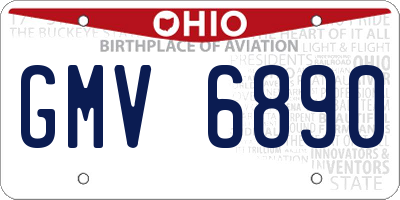 OH license plate GMV6890