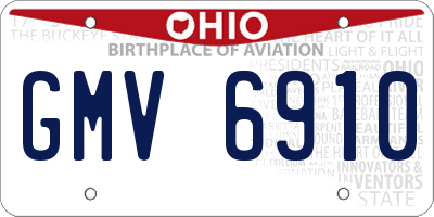 OH license plate GMV6910