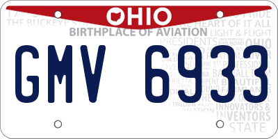 OH license plate GMV6933