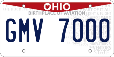 OH license plate GMV7000