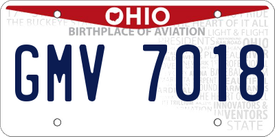OH license plate GMV7018