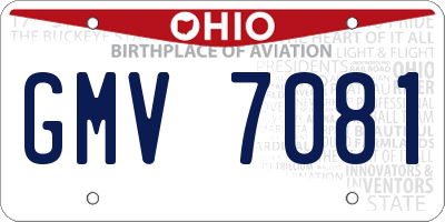 OH license plate GMV7081