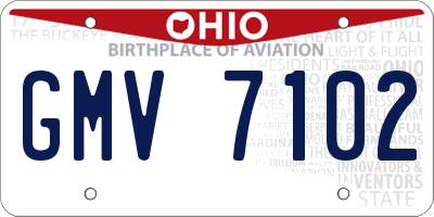 OH license plate GMV7102