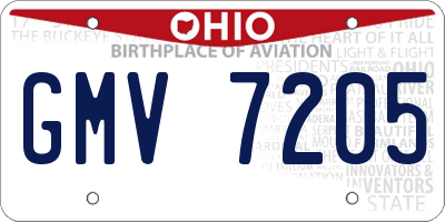 OH license plate GMV7205