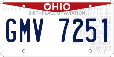 OH license plate GMV7251