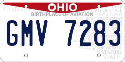 OH license plate GMV7283