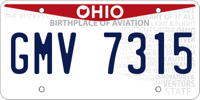 OH license plate GMV7315