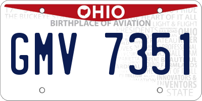 OH license plate GMV7351
