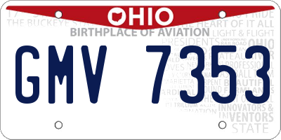 OH license plate GMV7353