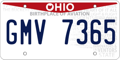 OH license plate GMV7365