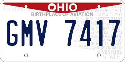 OH license plate GMV7417