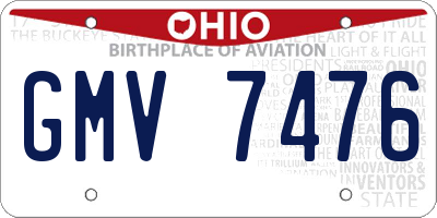 OH license plate GMV7476