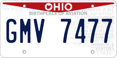OH license plate GMV7477