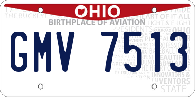 OH license plate GMV7513