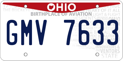 OH license plate GMV7633