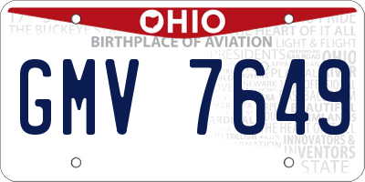 OH license plate GMV7649