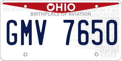 OH license plate GMV7650