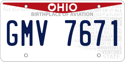 OH license plate GMV7671