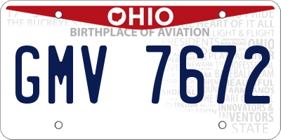 OH license plate GMV7672