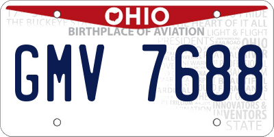 OH license plate GMV7688