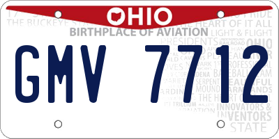 OH license plate GMV7712