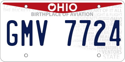 OH license plate GMV7724