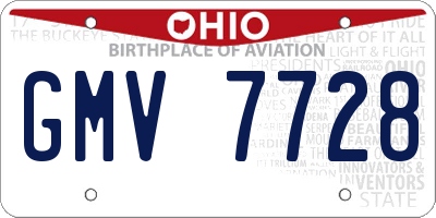 OH license plate GMV7728