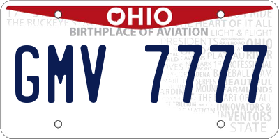 OH license plate GMV7777