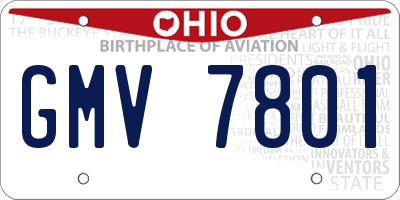 OH license plate GMV7801