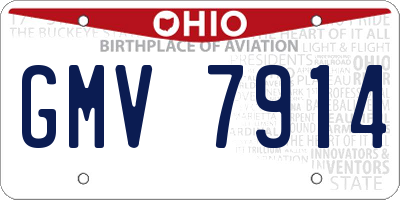 OH license plate GMV7914