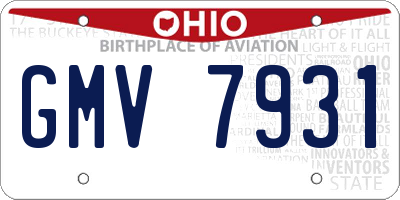 OH license plate GMV7931