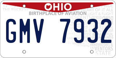 OH license plate GMV7932