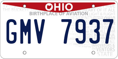 OH license plate GMV7937