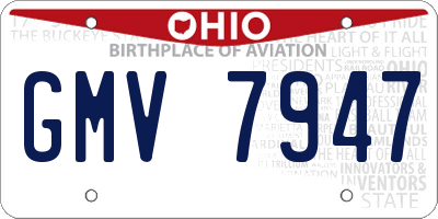 OH license plate GMV7947