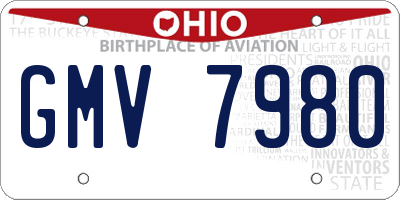 OH license plate GMV7980
