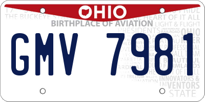 OH license plate GMV7981
