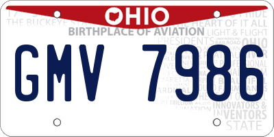 OH license plate GMV7986