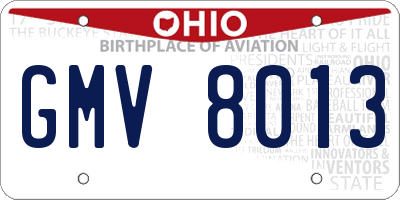 OH license plate GMV8013