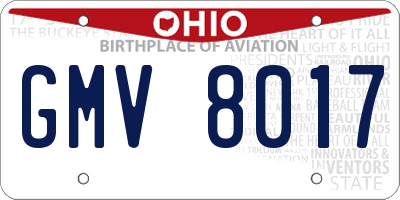 OH license plate GMV8017