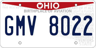 OH license plate GMV8022