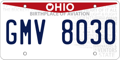 OH license plate GMV8030