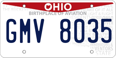 OH license plate GMV8035