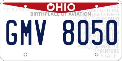 OH license plate GMV8050