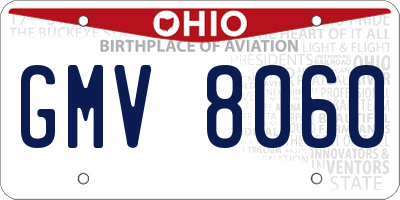 OH license plate GMV8060