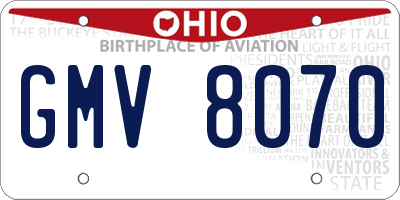 OH license plate GMV8070