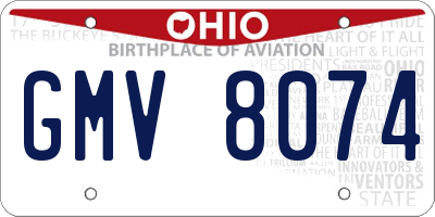 OH license plate GMV8074