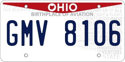 OH license plate GMV8106
