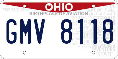 OH license plate GMV8118