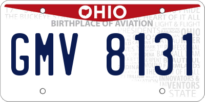 OH license plate GMV8131